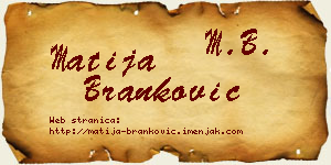 Matija Branković vizit kartica